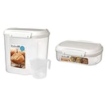 Sistema KLIP IT Bakery Storage Container with Cup, 2.4 L & KLIP IT Bakery Storage Container, 685 ml - Clear with White Clips