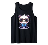 Adorable Book Lover Panda With Reading Glasses Cute Tank Top