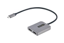 StarTech.com USB-C to Dual HDMI MST HUB, Dual HDMI 4K 60Hz, USB Type C Multi Monitor Adapter for Laptop w/ 1ft (30cm) cable, DP 1.4 Multi-Stream Transport Hub, USB Type C to 2x HDMI Ports - USB-C to HDMI Splitter (MST14CD122HD) - videoadapter - DisplayPor