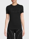 Versace Jeans Couture Crystal Logo Script T-Shirt - Black