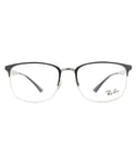 Ray-Ban Rectangular Black and Silver Unisex Women Glasses Frames Metal - One Size