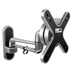 RICOO TV Wall Bracket Mount Tilt & Swivel Universal Monitor Mounting S2011 Holder Arm also for Curved 4K LCD LED Television / 13-32 Inch VESA 75x75 100x100 Silver