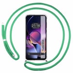 Tumundosmartphone Housse suspendue transparente pour Motorola Moto G54 5G avec cordon vert eau