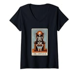 Womens Tarot Card The Emperor Halloween Vintage Skeleton Magic V-Neck T-Shirt