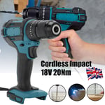 18V Electric Screwdriver Cordless Impact Hammer Drill For Makita (Body Only)