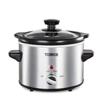 Tower Infinity Compact Slow Cooker, 1.5L, 120W, T16020, Stainless Steel