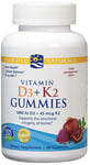 Nordic Naturals Vitamin D3 and K2 Gummies, Pomegranate, 60 Capsules