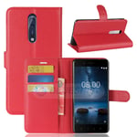 Nokia 8 PU Wallet Case Red