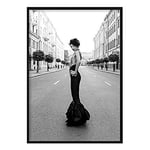 Artze Wall Art Fashion Woman Paris Street Poster, 40 cm Width x 50 cm Height, Black/White