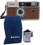 AgfaPhoto Analogue 35 mm Compact Film Photo Camera Brown + Black/White Images Film + Battery