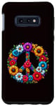 Coque pour Galaxy S10e Signe de la paix coloré fleurs hippie rétro années 60 70 pour femme