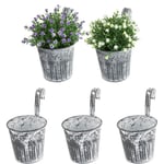 5 st Vinage Style Järn Hängande Blomkrukor med Krokar Handtag Växt Hink
