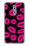 Pink Lips Kisses on Black Case Cover For Nokia 8