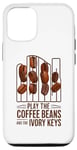 Coque pour iPhone 15 Pro Cafetière Piano Design - Grains de café musicaux et ivoire