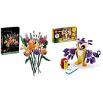 LEGO 10280 Flower Bouquet, Artificial Flowers, Set for Adults & 31125 Creator 3in1 Fantasy Forest Creatures - Rabbit to Owl to Squirrel Brick Built Figures, Woodland Animal Toys Set for Kids