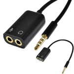 Gold Plated Headphone Mic Audio Splitter Cable Adapter For iPhone, iPad, Laptops