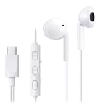 JVC HA-FR17UC-W Bud-Type USB-C Earphones with Built-in DAC for Powerful and Crystal Clear Sound, Practical Microphone and 3-Button Remote Control in Extremely Compact Design (White)