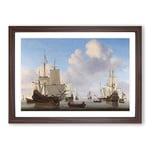 Big Box Art Willem Van de Velde The Younger Dutch Men of war Framed Wall Art Picture Print Ready to Hang, Walnut A2 (62 x 45 cm)