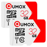 Qumox Extreme carte mémoire micro SD 32Go SDHC classe 10 UHS-I 90Mo/s lot de 2