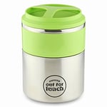 Pioneer Vacuum Insulated Lunch Box 2 Tier, Leak-Proof Food/Soup Flask with Extra Wide Opening and 2 Compartments, 4 Hours Hot 8 Hours Cold, 18/10 Stainless Steel - Green, 1.5 Litre