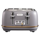 Daewoo Astoria 4 Slice Toaster (1370W-1630W Power) Reheat, Defrost & Cancel Grey