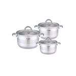 Platinum Kokkärl PL-10011: 6 delar S/S kokkärl med randig accent -16/18/20 cm