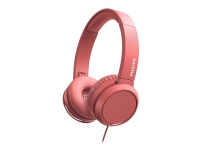 Philips TAH4105RD - Hörlurar med mikrofon - på örat - kabelansluten - ljudisolerande - röd