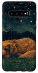 Coque pour Galaxy S10 Golden Retriever Chien Observation des étoiles Ciel nocturne