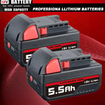 2X For Milwaukee M18 Battery M18B5 Lithium XC 5.5AH Extended Capacity 48-11-1890