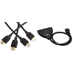 Amazon Basics Switch HDMI 3 ports & Lot de 2 câbles HDMI 2.0 haut débit Compatible Ethernet / 3D / retour audio [Nouvelles normes] 1,8 m