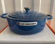 Le Creuset 30cm Signature Cast Iron Risotto Pot  -Marseille Blue (New In Box)