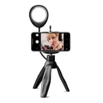 SBS Selfie Stativ för Smartphone med Ljus - Max Mobil: 55 - 85 mm - Svart