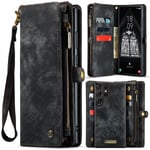 CaseMe Multi-Slot 2 i 1 Plånboksfodral Galaxy S24 Ultra Svart