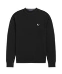 Fred Perry Mens Classic Crew Neck Black Sweater Wool - Size Large