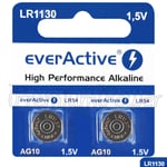 2 x everActive AG10 LR54 Alkaline batteries LR1130 189 389 1.5V GREAT VALUE