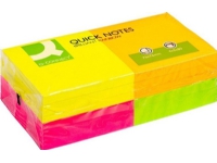 Q-Connect Rainbow självhäftande block, 76X76Mm, 4X3X80 kort, neon, blandade färger