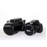 Nikon Coolpix P900S Läckert läder kamera skydd - Svart