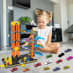 Kids 4Story Parking Garage Playset 12 Vehicles Colourful Car Realistic Play Game