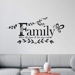 Family Where Life Begins and Love Never Ends Inspirational Quote Wall Sticker Transfer Decal Bedroom Home Kitchen Vinyl v116 (Black)