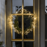 Julekrans med lys 45 cm varmhvit led - Gull