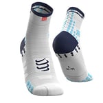 COMPRESSPORT Homme Pro Racing Socks V3.0 High Chaussette Running, Blanc/Bleu, 39-41 EU