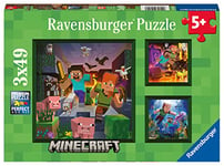 Ravensburger - Puzzle Enfant - Puzzles 3x49 p -Biomes de Minecraft - Dès 5 ans - 05621