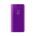 TANYO Case for Oppo Find X3 Pro, [Metal Plating Technology] [Translucent View Window] Perspective Luxury Mirror Fashion Ultra-Thin Smart Flip Phone Cover. Purple
