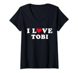Womens I Love Tobi Matching Girlfriend & Boyfriend Tobi Name V-Neck T-Shirt