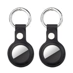 AirTag Holder,2 Pack PU Leather Case Compatible with AirTag,AirTag Holder Keyring, AirTag Case Cover with Keychain