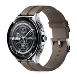 Xiaomi Watch 2 Pro 46 mm smartwatch med läderband, silver