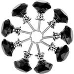 Lot de 10 boutons d'armoire en verre cristal 30 mm en forme de diamant pour tiroir d'armoires de cuisine, commode, armoire, poignées (noir) - black