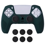 eXtremeRate PlayVital Racing Green 3D Studded Edition Anti-slip Silicone Cover Skin for ps5 Controller, Soft Rubber Case for ps5 Wireless Controller with 6 Black Thumb Grip Caps