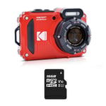 KODAK Pixpro Pack WPZ2 + 1 carte SD Kodak - Compact 16M Pixels, étanche à 15m, Anti-Choc, Video 720p, Ecran LCD 2,7 - Batterie Li-ion - Rouge - Rouge