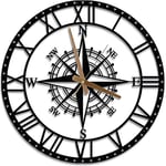 MOXVIO Circinus 45cm Metal Wall Clock, Black Compass Wall Clock, 3D Silent Non-Ticking Metal Wall Clock -Decorative Luxury Art For Living, Kitchen, Dining Room, Bedroom, Garden And Patio